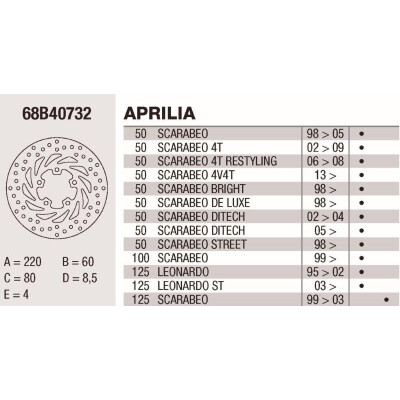 Disco de freio Brembo DP 220X4 68B40732BRE