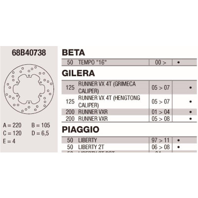 Disco de freio Brembo DP 220X4 68B40738BRE