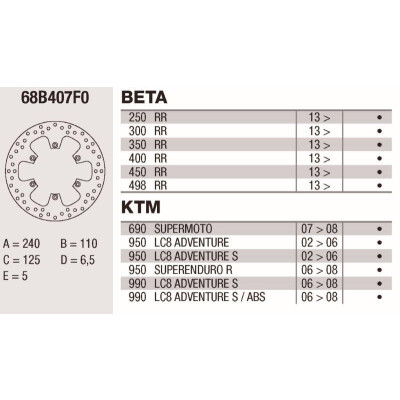 Disco de freio Brembo DP 240X5 68B407F0BRE