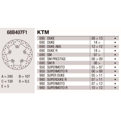 Disco de freio Brembo DP 240X5 68B407F1BRE