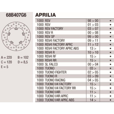 Disco de freio Brembo 220X5 68B407G6BRE