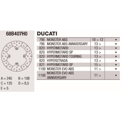 Disco de freio Brembo 245X5 68B407H0BRE