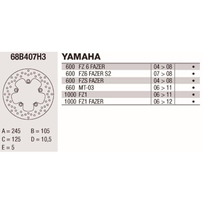 Disco de freio Brembo 245X5 68B407H3BRE