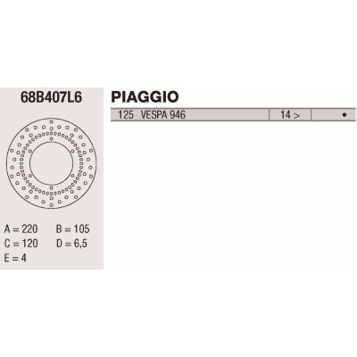 Disco de freio Brembo DP 220X4 68B407L6BRE