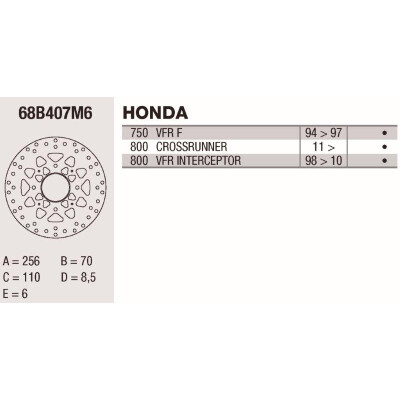 Disco de freio Brembo DP 256X6