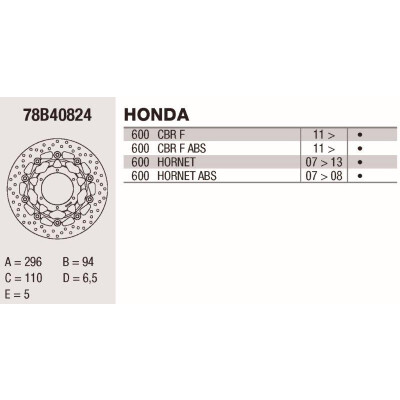 Disco de freio Brembo DP 296X5 78B40824BRE