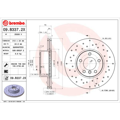 Disco de freio BREMBO 09.B337.2X