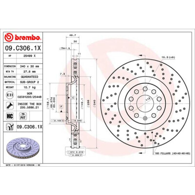 Disco de freio BREMBO 09.C306.1X