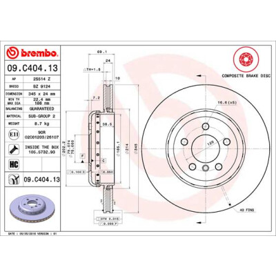Disco de freio BREMBO 09.C404.13