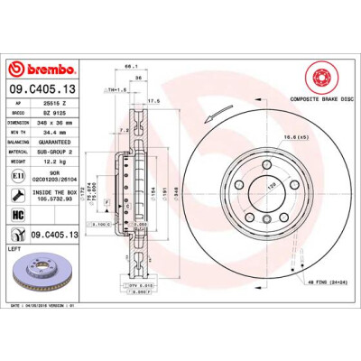 Disco de freio BREMBO 09.C405.13