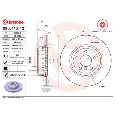 Disco de freio BREMBO 09.C410.13