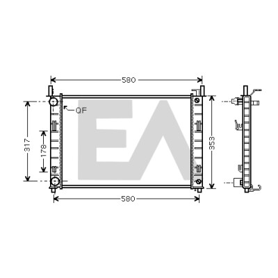 Radiador, refrigeração do motor EACLIMA 31R22117ELA