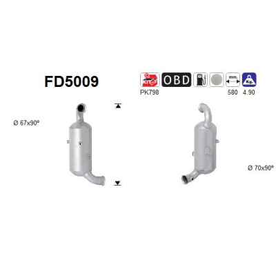 Filtro de fuligem/partículas, sistema de exaustão AS FD5009