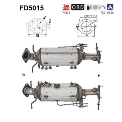Filtro de fuligem/partículas, sistema de exaustão AS FD5015