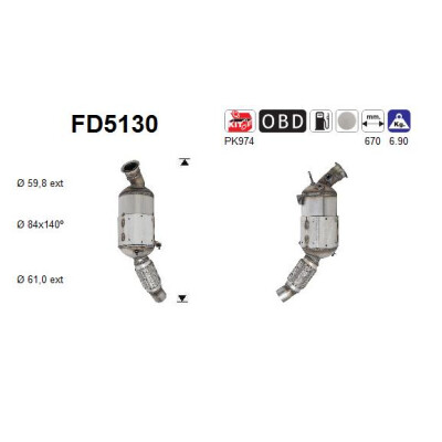 Filtro de fuligem/partículas, sistema de exaustão AS FD5130
