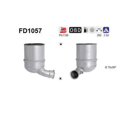 Filtro de fuligem/partículas, sistema de exaustão AS FD1057