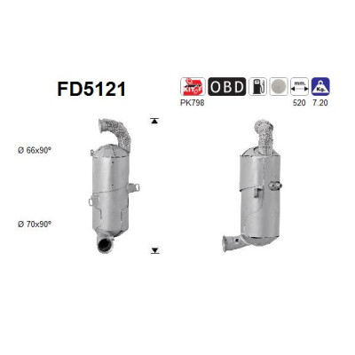 Filtro de fuligem/partículas, sistema de exaustão AS FD5121