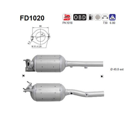 Filtro de fuligem/partículas, sistema de exaustão AS FD1020