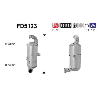 Filtro de fuligem/partículas, sistema de exaustão AS FD5123