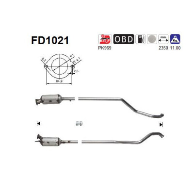 Filtro de fuligem/partículas, sistema de exaustão AS FD1021