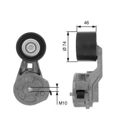 Tensor de correia, correia trapezoidal estriada