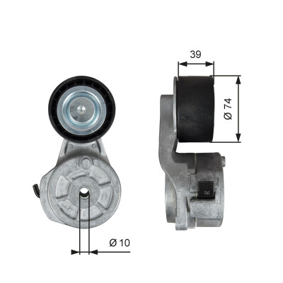 Tensor de correia, correia trapezoidal estriada
