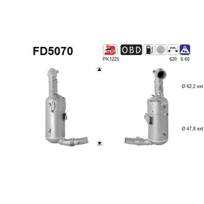 Filtro de fuligem/partículas, sistema de exaustão AS FD5070