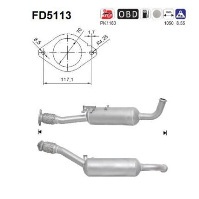 Filtro de fuligem/partículas, sistema de exaustão AS FD5113