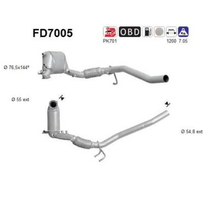 Filtro de fuligem/partículas, sistema de exaustão AS FD7005