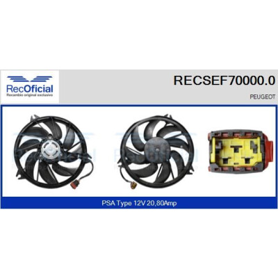 Motor elétrico, ventilador do radiador RECOFICIAL RECSEF70000.0
