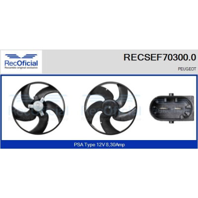 Ventilador, refrigeração do motor RECOFICIAL RECSEF70300.0