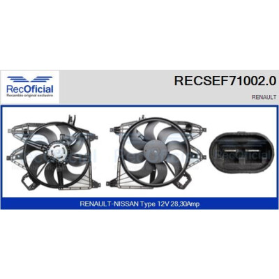 Motor elétrico, ventilador do radiador RECOFICIAL RECSEF71002.0
