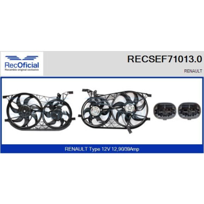 Motor elétrico, ventilador do radiador RECOFICIAL RECSEF71013.0