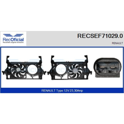 Motor elétrico, ventilador do radiador RECOFICIAL RECSEF71029.0