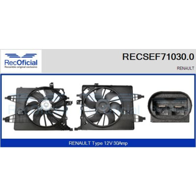 Motor elétrico, ventilador do radiador RECOFICIAL RECSEF71030.0