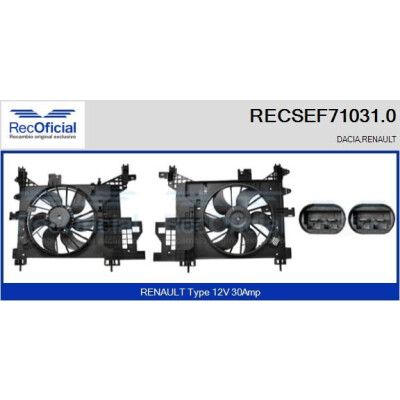 Motor elétrico, ventilador do radiador RECOFICIAL RECSEF71031.0