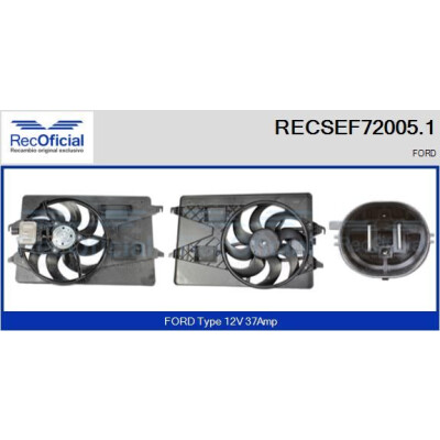 Motor elétrico, ventilador do radiador RECOFICIAL RECSEF72005.1