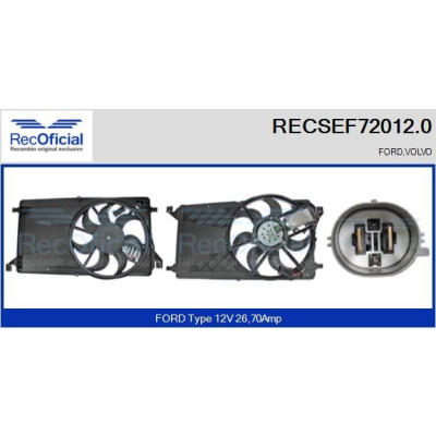 Motor elétrico, ventilador do radiador RECOFICIAL RECSEF72012.0