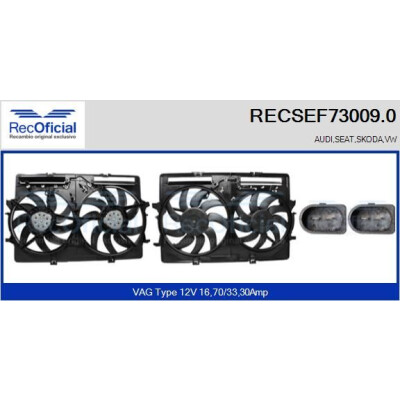 Motor elétrico, ventilador do radiador RECOFICIAL RECSEF73009.0