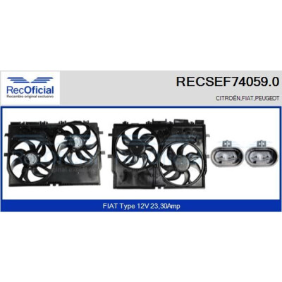 Motor elétrico, ventilador do radiador RECOFICIAL RECSEF74059.0