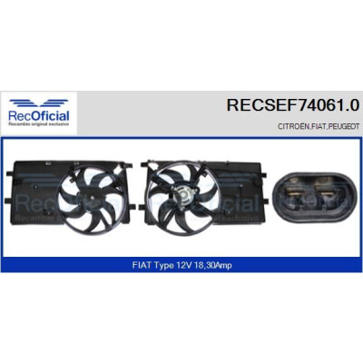 Motor elétrico, ventilador do radiador RECOFICIAL RECSEF74061.0