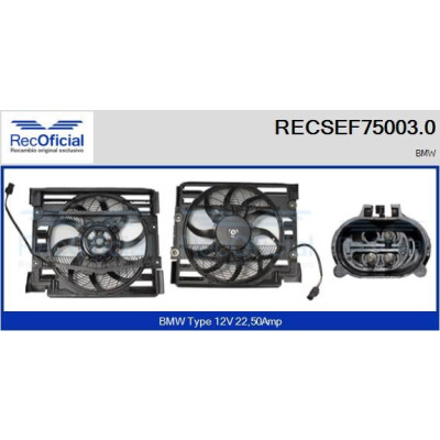 Motor elétrico, ventilador do radiador RECOFICIAL RECSEF75003.0
