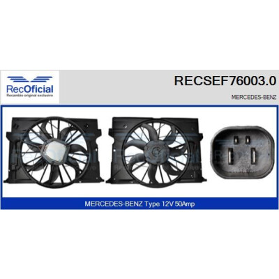 Motor elétrico, ventilador do radiador RECOFICIAL RECSEF76003.0
