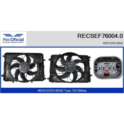 Motor elétrico, ventilador do radiador RECOFICIAL RECSEF76004.0