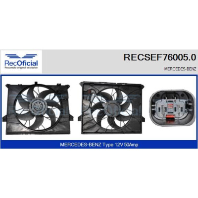 Motor elétrico, ventilador do radiador RECOFICIAL RECSEF76005.0
