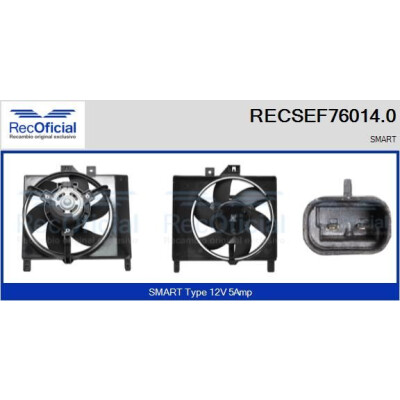 Motor elétrico, ventilador do radiador RECOFICIAL RECSEF76014.0
