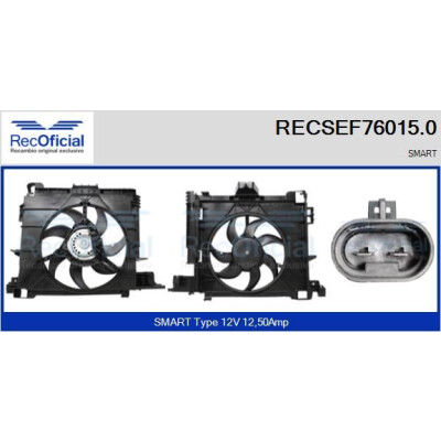 Motor elétrico, ventilador do radiador RECOFICIAL RECSEF76015.0