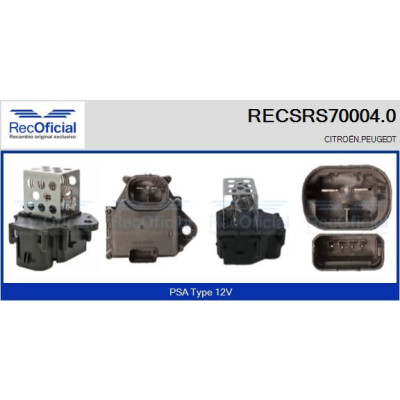Resistor série, motor elétrico (ventilador do radiador) RECOFICIAL RECSRS70004.0