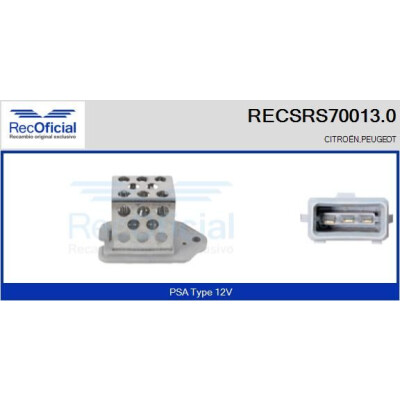 Resistor série, motor elétrico (ventilador do radiador) RECOFICIAL RECSRS70013.0