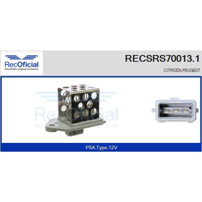 Resistor série, motor elétrico (ventilador do radiador) RECOFICIAL RECSRS70013.1